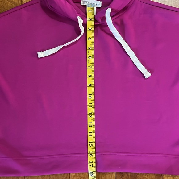 Happily Grey Barbie Pink Hooded Crop Sweatshirt with White Drawstrings Size M - Picture 6 of 8